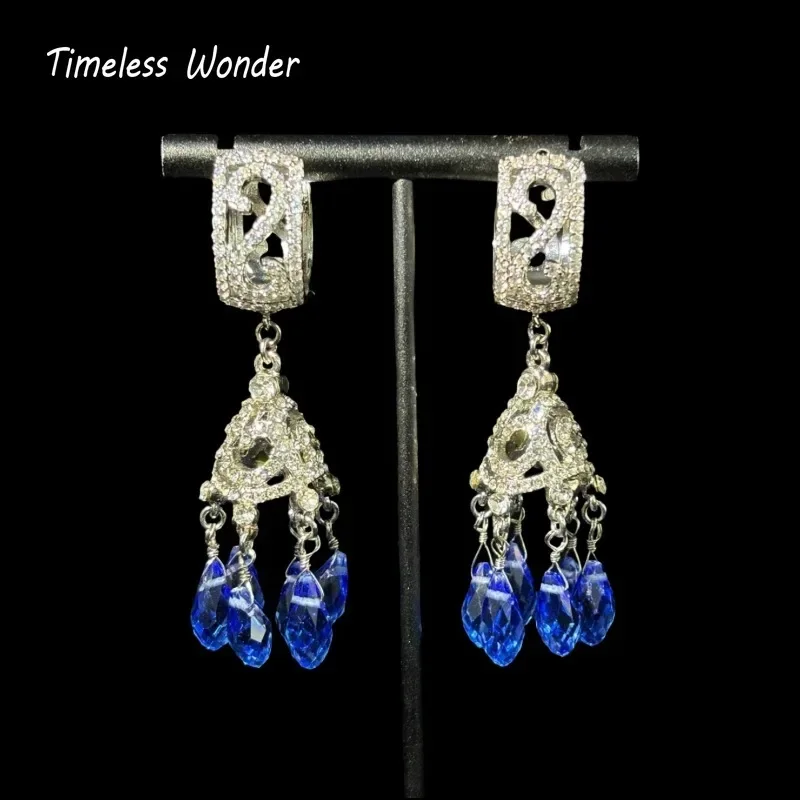 

Timeless Wonder Fancy Zircon Beaded Tassel Stud Earrings for Women Designer Fashion Jewelry Trendy Top Rare Gift Sweet 3644