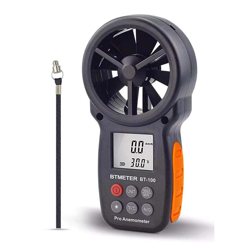 BT-100 Digital Anemometer Handheld Wind Speed Meterfor Measuring Wind Speed Temperature and Wind Chill with Backlight LCD