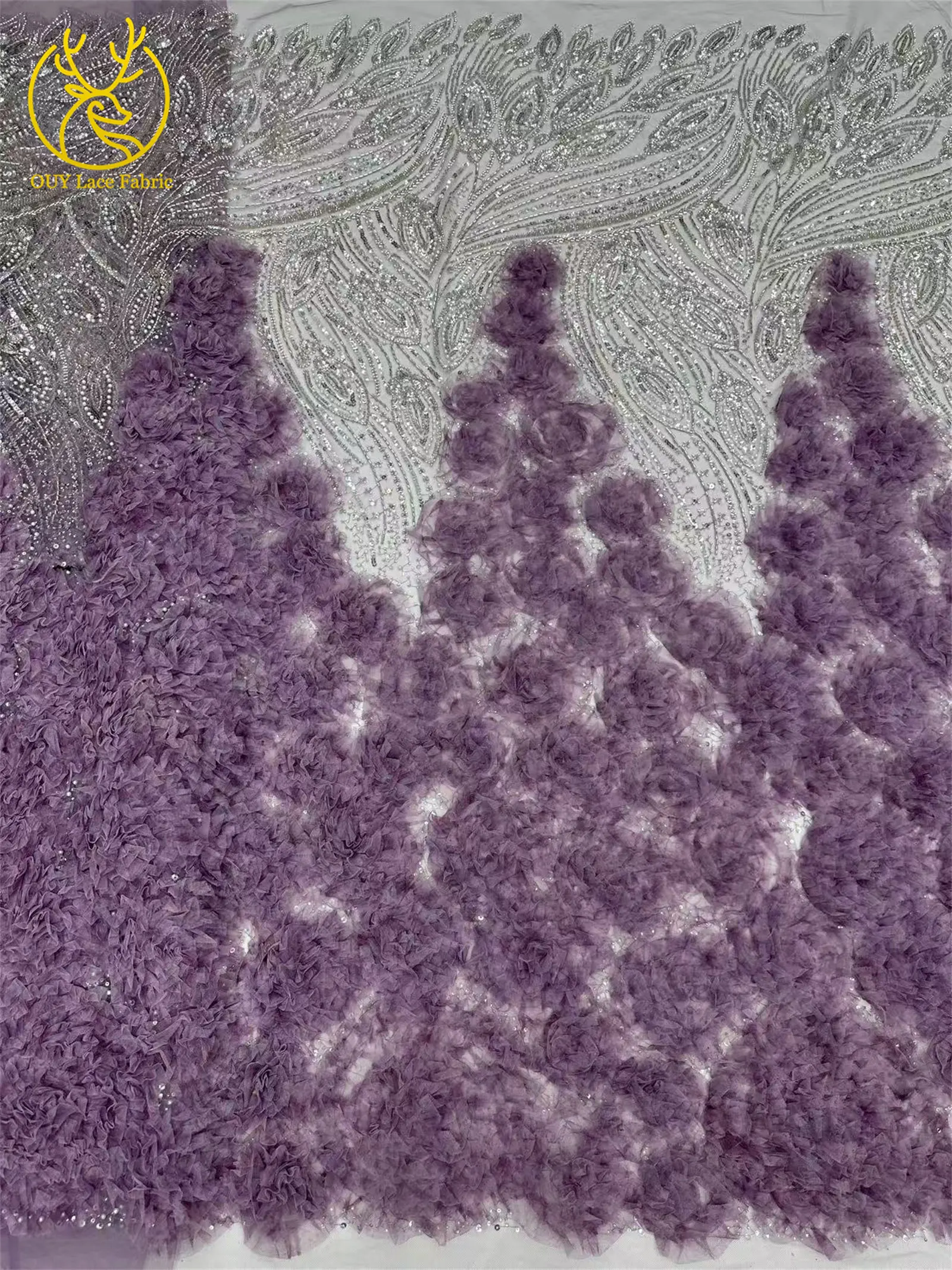 3D-grüner französischer Pailletten-Spitzenstoff mit Blumenmuster, 2026, hochwertiger afrikanischer Perlen-Spitzenstoff, ideal für Partykleider und Hochzeitskleider – Detail 22