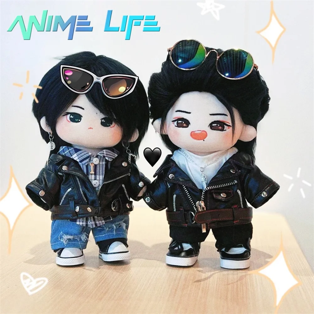 

20 см плюшевая кукла Wang Yibo Xiao Zhan Idol Star, игрушка для тела, плюшевая черная кожаная одежда, платье для косплея, оригинальный MDZS G