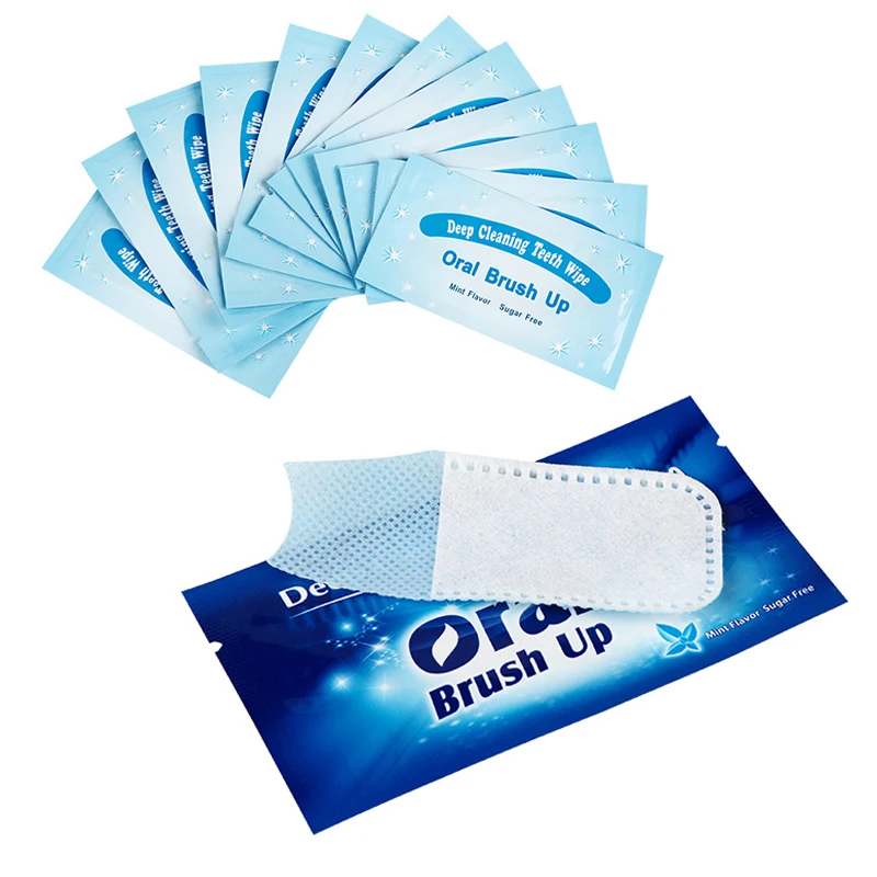 Wholesale 200Pcs Teeth Deep Cleaning Wipes Brush Up Woven Cloth Mint Flavor Oral Hygiene Care Tools Residue Stains Remove Wipe