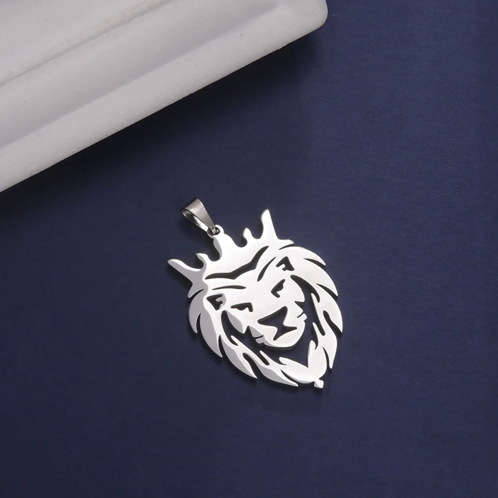 Dawapara Lion Head Totem Pendant for Necklace Earrings Stainless Steel Accessories DIY Charms for Jewelry Making