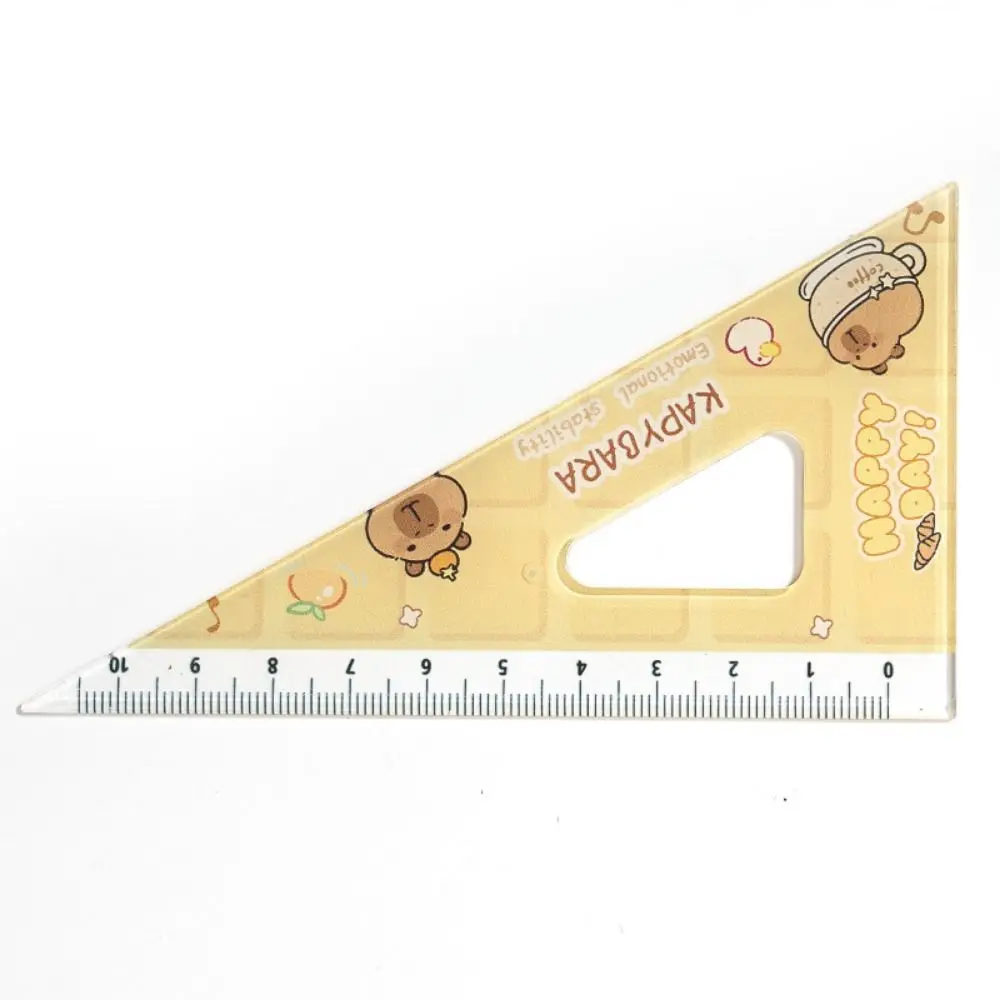 4 قطعة/المجموعة الإبداعية الاكريليك كابيبارا مجموعة من الحكام اللوازم المكتبية أدوات الرسم مسطرة مستقيمة لطيف الكرتون لينة حاكم مجموعة #1