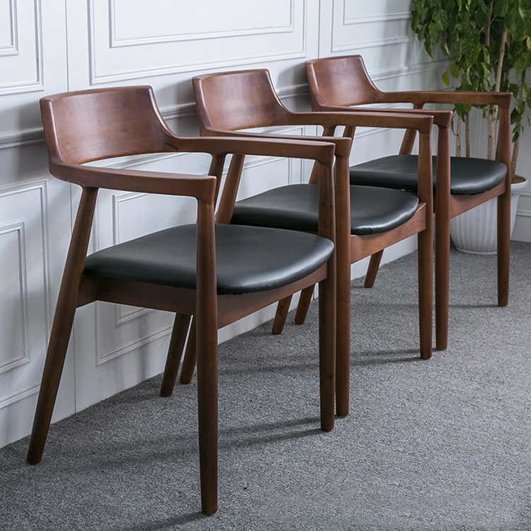 

Chinese Style Simple Wooden Dining Chair with Armrest Custom-made Company Conference Room Backrest Chair