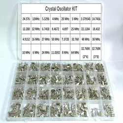 640PCS Hc-49S 32 Kinds X20pcs Crystal Oscillator Electronic Kit Resonator Ceramic Quartz DIP 32.768 4 8 12 16 20 25 MHZ Kit Box