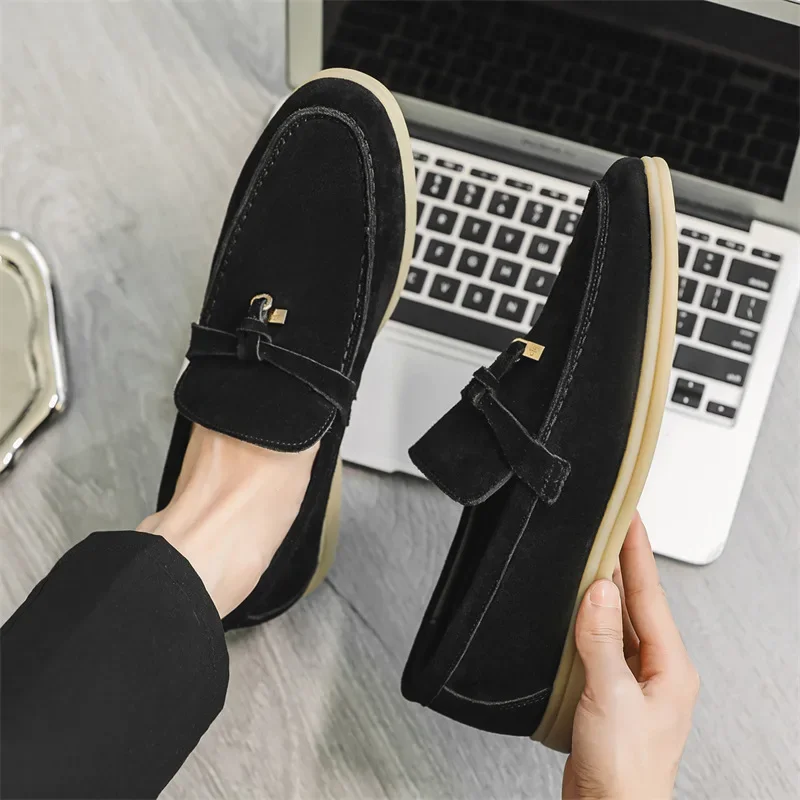 Fashion Men\'s Casual Shoes Genuine Suede Leather Men Classic Tassels Loafers Moccasins Mens Outdoor Driving Flats Luxury Shoe