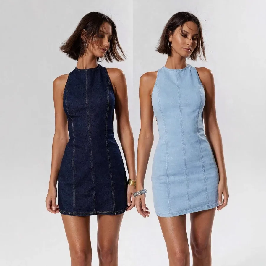 

【New style】Hot summer new women's retro casual draping figure-fitting slimming sleeveless dress