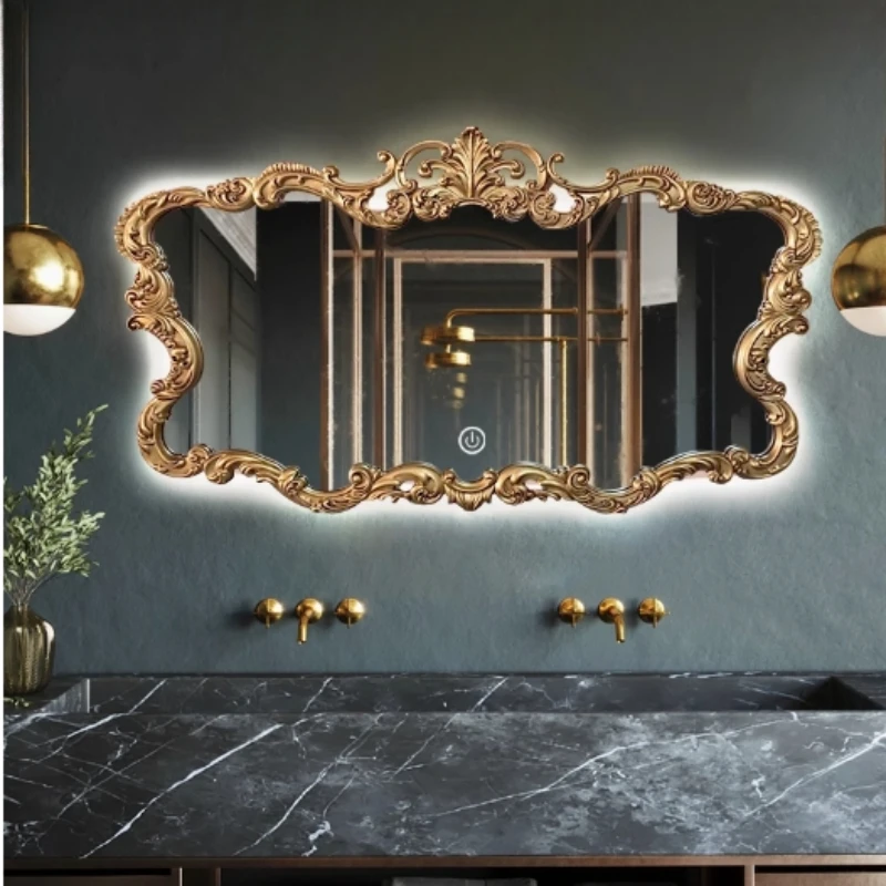 

Nordic Modern Bathroom Mirror Wall Mounted Luxury Irregular Toilet Bathroom Mirror Vanity Shower Espejo Pared Room Furniture