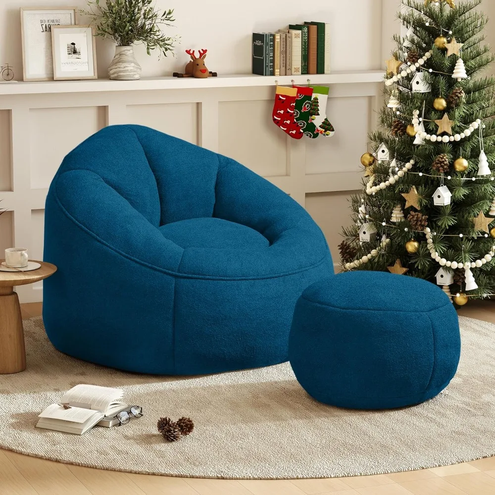 

Bean Bag Chairs For Adults, Bean Bag Chair For Kids, 3.4 FT Comfy Beanbag Chair With Ottoman, Bubble Chair Corner Chair, Modern