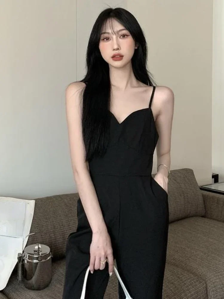 Jumpsuits Women Tender Sexy Lovely Street Wear Korean Fashion Official Pure Chic Summer Daily Slim Backless Pockets Ins Hot Sale