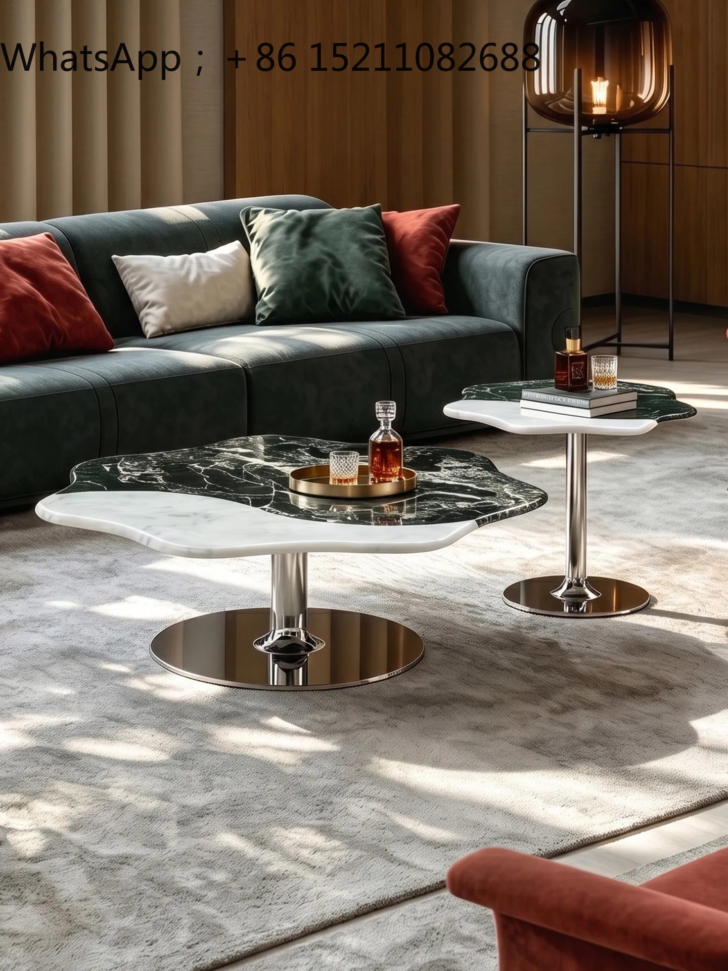 LLY natural luxury stone coffee table side table child and mother light luxury high-end small apartment marble coffee table