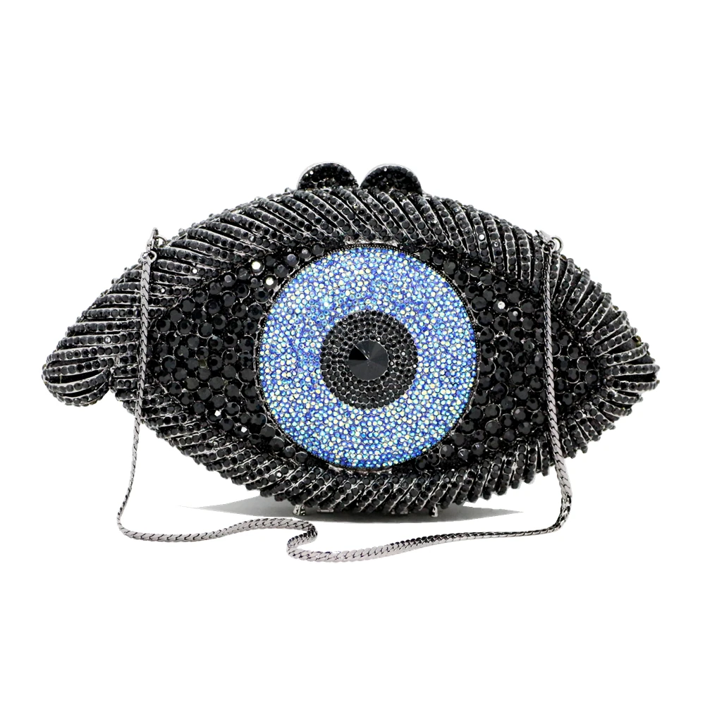 New Fashion Eye Shape Rhinestone Clutch Handbag Luxury Bling Purse Women Crystal Evening Bags Banquet Pochette