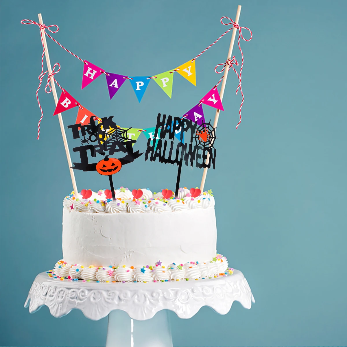 

5 Pcs Halloween Cards Acrylic Cake Ornament Popularity Insert Delicate Decor Creative Man