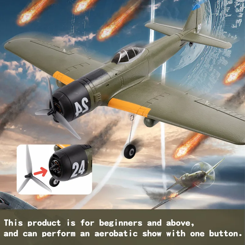 Ki-84 Four Channel Remote-Controlled Stunt Glider 69cm Large Military Model Electric Aircraft Toy for Kids And Collectors