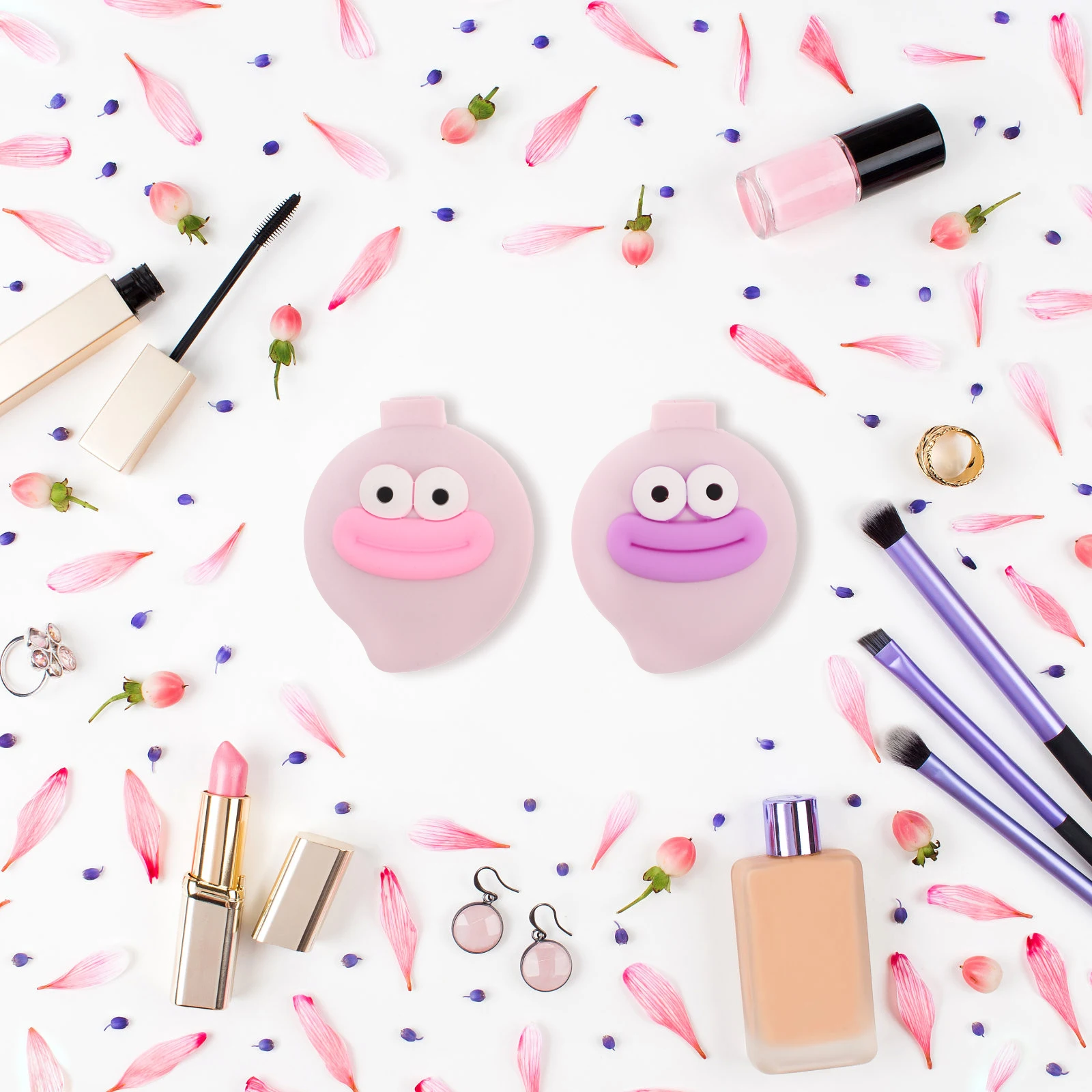 

2Pcs Cartoon Girls Toddler Hair Brush Hair Purse Mirror Kids Foldable Mirror Mini Brush Detangler Travel Pocket