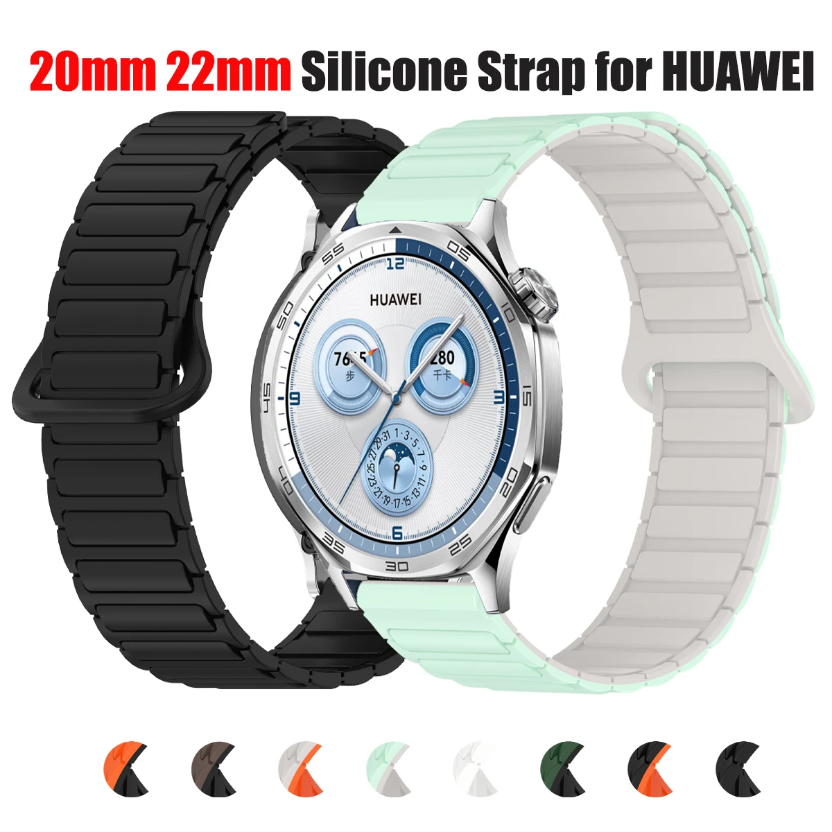 Силиконовый ремешок 22 мм 20 мм для HUAWEI WATCH 5 4/GT 5 4 Pro 46 мм GT 4 3 2 Магнитный ремешок для HONOR Magic Watch 4 GS 3 Ремешок для часов