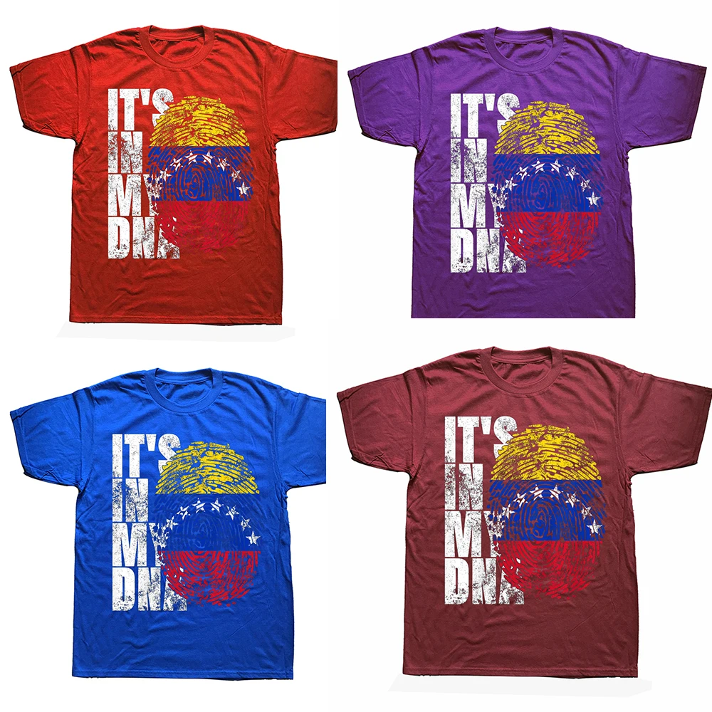 Funny It's In My DNA Venezuelan Venezuela Flag T Shirts Graphic Streetwear Short Sleeve Birthday Gifts T-shirt Mens Clothing