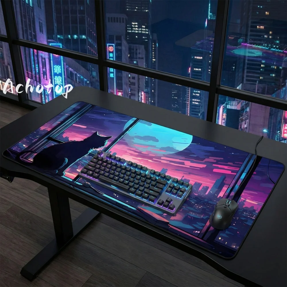 

Kawaii Anime Cat Mouse Pad Gaming Mause Pad Rubber Base PC Gamer Setup Accessories Mousepad