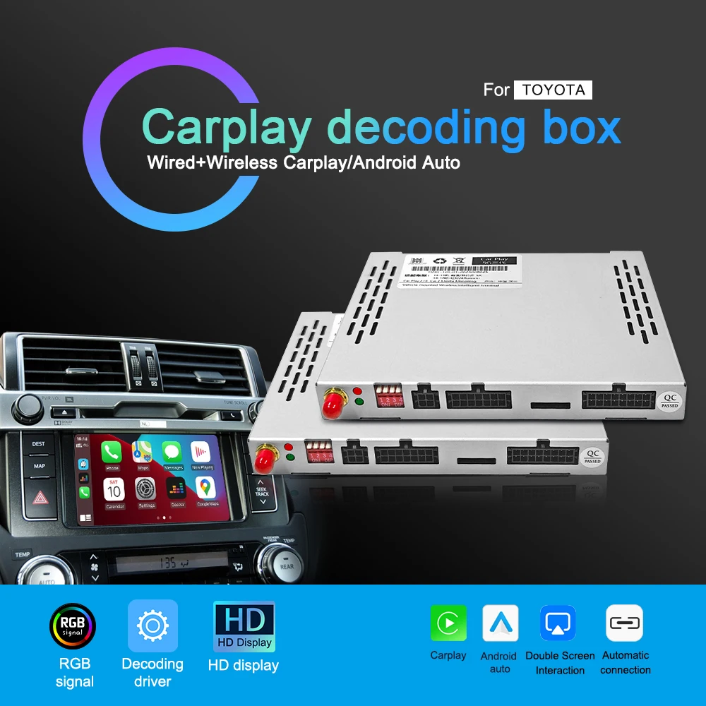 

Беспроводной автомобильный декодер CarPlay Android, видеоинтерфейс для Toyota блок декодирования, Автомобильная Bluetooth музыка, подходит для Toyota Highlander