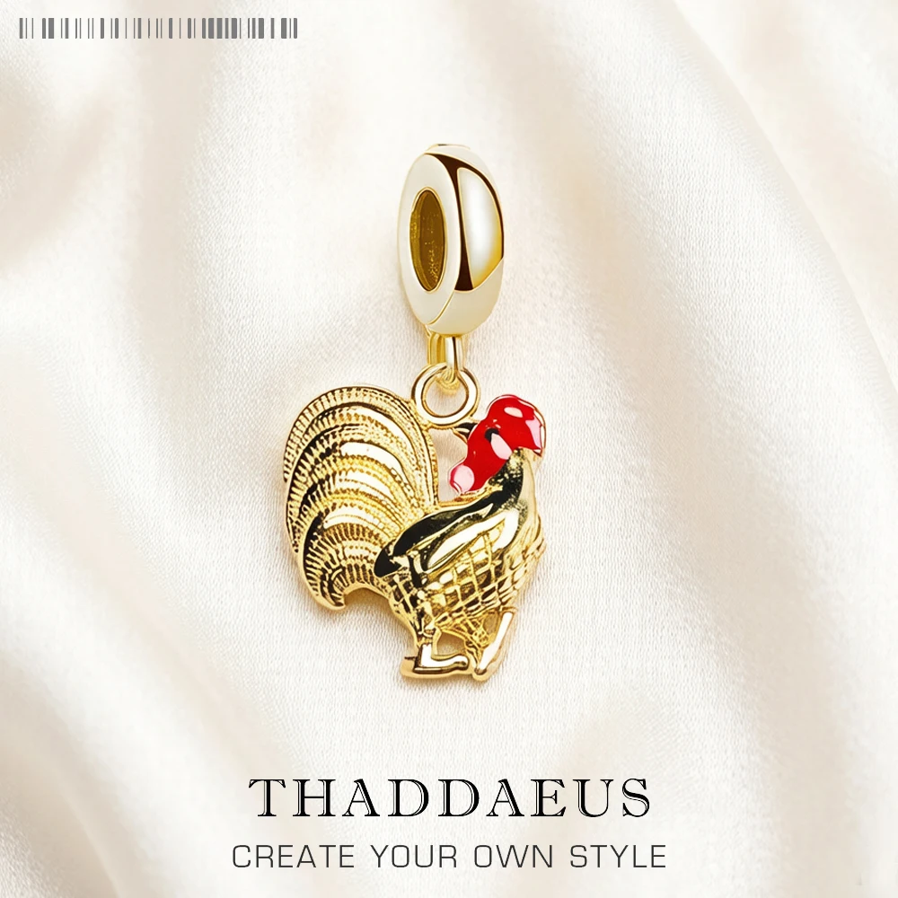 

Dangle Charm Pendant Rooster Cock Real 925 Sterling Silver Handmade New Fine Jewelry Lucky Trendy Gift For Women Men