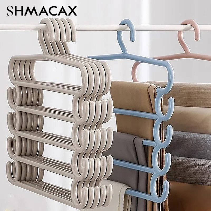 1Pc 5 Layers Pants Rack Multifunctional Household Saving Space Hanger Closet Color Pants Trousers Clothes Organizer