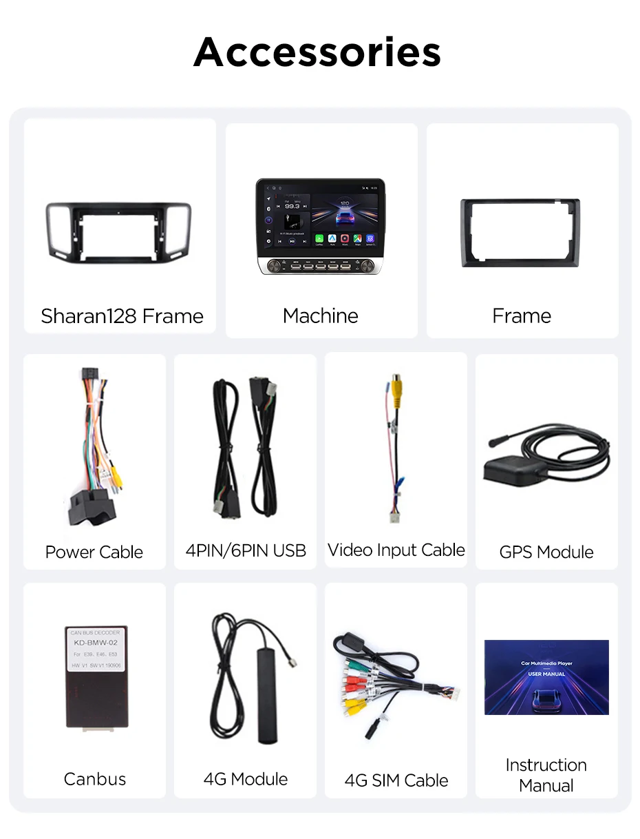 Junsun 10,1 Zoll Tasten Drahtloses Carplay Android Auto Autoradio für Volkswagen Sharan 2012 2013 2014–2018 Bluetooth GPS Navi 4G DSP – Detail 25