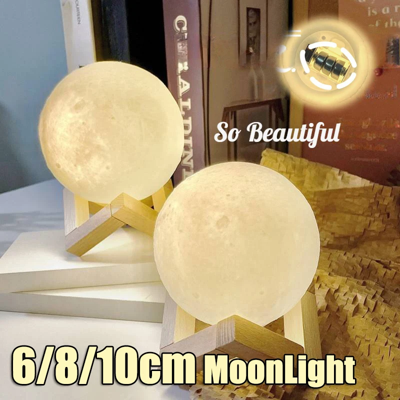 3D printed Moon light Touch Moon light LED Night light Children\'s night light bedroom decoration birthday gift