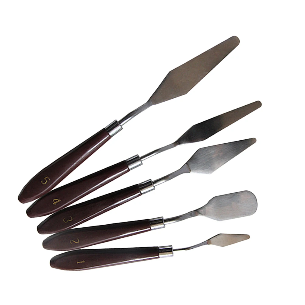 

1Set 5-Piece Stainless Steel Scraper Set Spatula Plastic Handle Pigment Mixing Tool for Artists Scraper Spatula