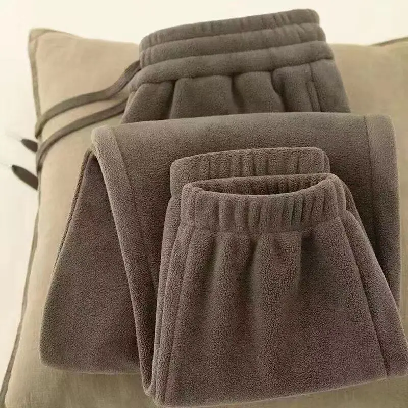 

Мужские двусторонние утепленные спортивные брюки на флисе 2025 года, новинка, осенне-зимние повседневные спортивные штаны свободного кроя, длинные брюки