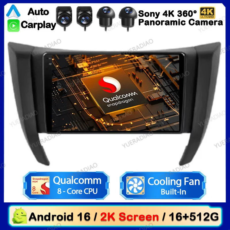 Radio para Auto Android 16 para Nissan Navara NP300 D23 IV 4 Frontier 2017 - 2021 Reproductor Multimedia Estéreo de Video NAVI GPS 4G WIFI QLED