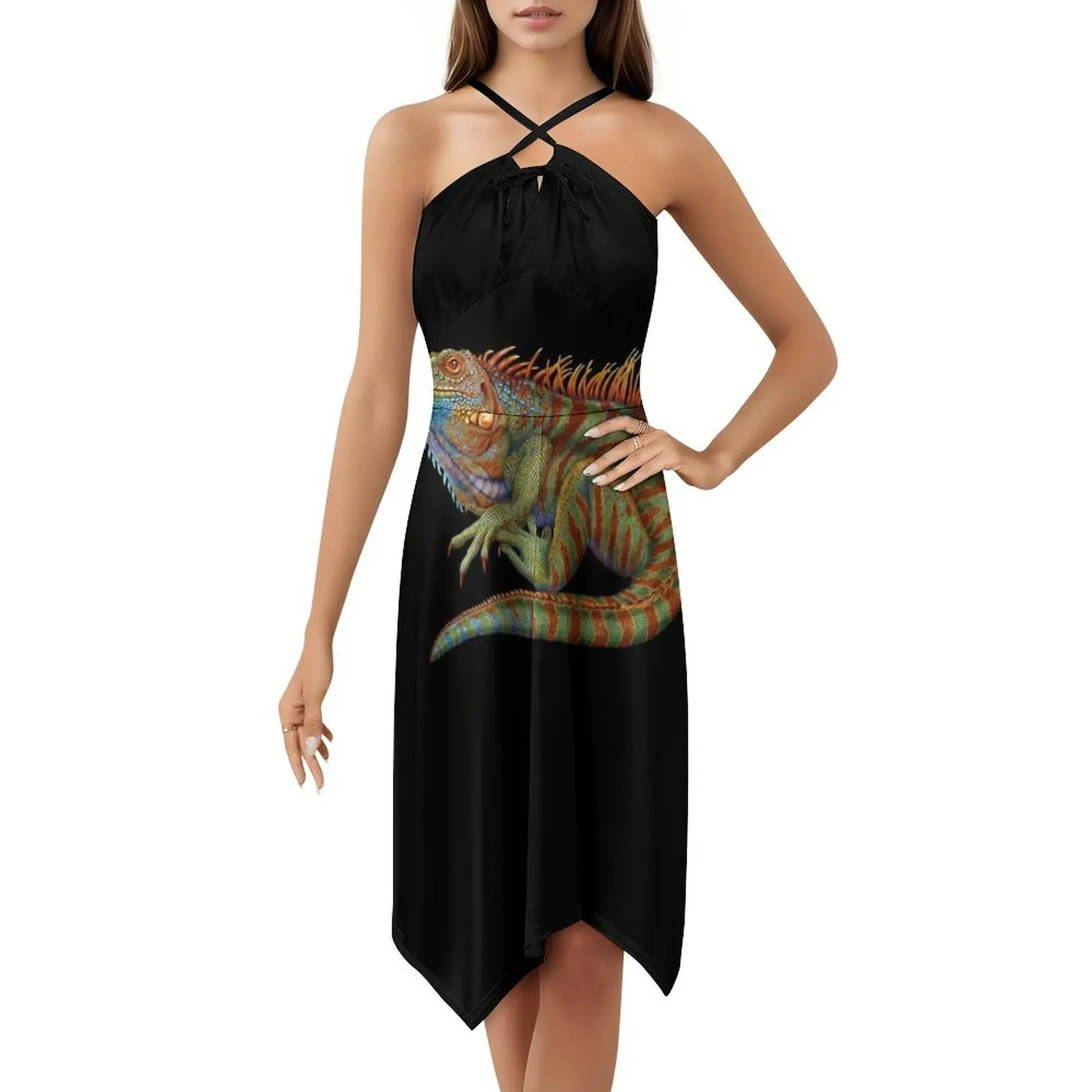 فستان حفلات نسائي من Iguana ملابس خروج عصرية مطبوعة ملابس النادي للإناث Iguana Lizard الزواحف السحالي الحيوانات الأليفة فستان نسائي #5