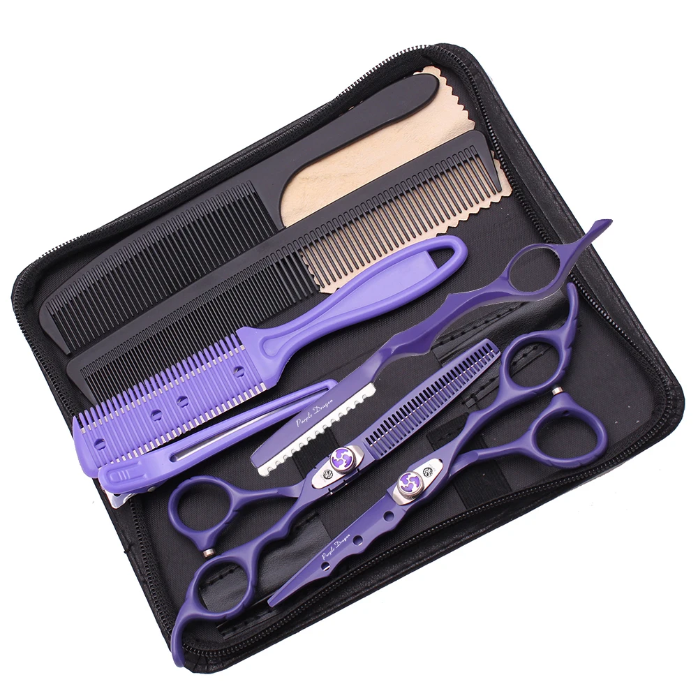 Professionelle Haarschere 6 Zoll Japan Edelstahl Haarschere Schwarz Haarschneideschere Rot Effilierschere Friseursalon Z1019 – Detail 11
