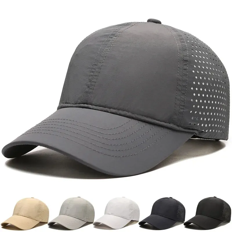 Solid Color Light Plate Men\'s Hat Summer Breathable Large Mesh Cap Fast Drying Sun Protection Shade Baseball Cap