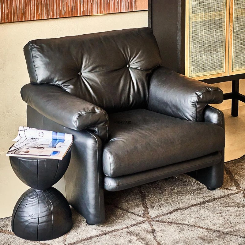 

Medieval single sofa retro style oil wax skin