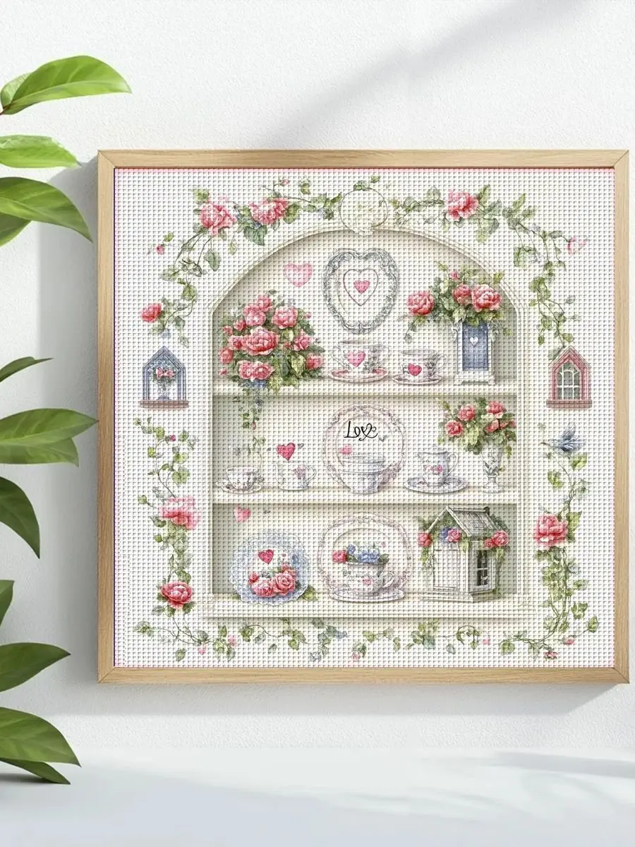 1 Stück 40X40CM/15,74 Zoll Frisch Gestempeltes Kreuzstich-Set DIY-Kit 11CT/14CT DIY-Stickset DIY-Kreuzstich-Set – Detail 1