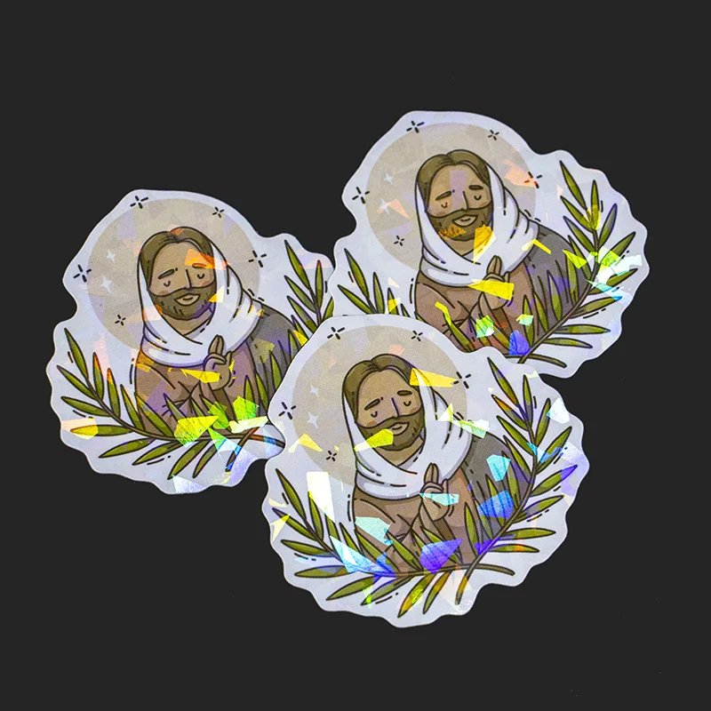 50pcs Custom Holographic Stickers Labels Vinyl Die Cut DIY Decals Personalize Sparkle Shiny Party Wedding Sticker Business Label