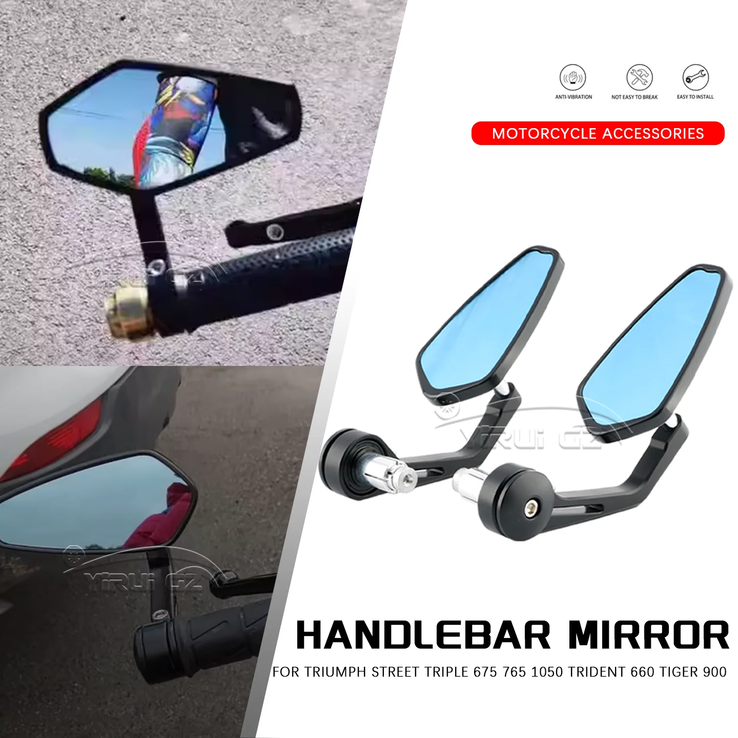

Зеркало заднего вида для мотоциклов (7/8 дюйма) для Street Triple 675, 765, 1050, Trident 660, Tiger 900, 1050