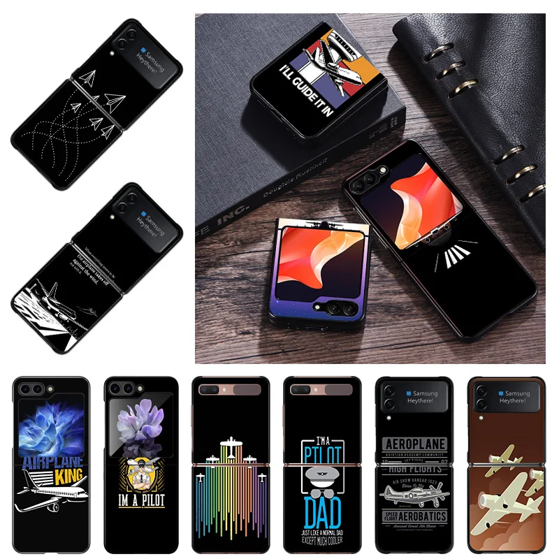 Hard Phone Cases Luxury Airplane Aircraft Take Off Cover for Samsung ZFlip6 5G Galaxy Z Flip5 Flip4 Flip 6 5 4 3 Shell Fundas