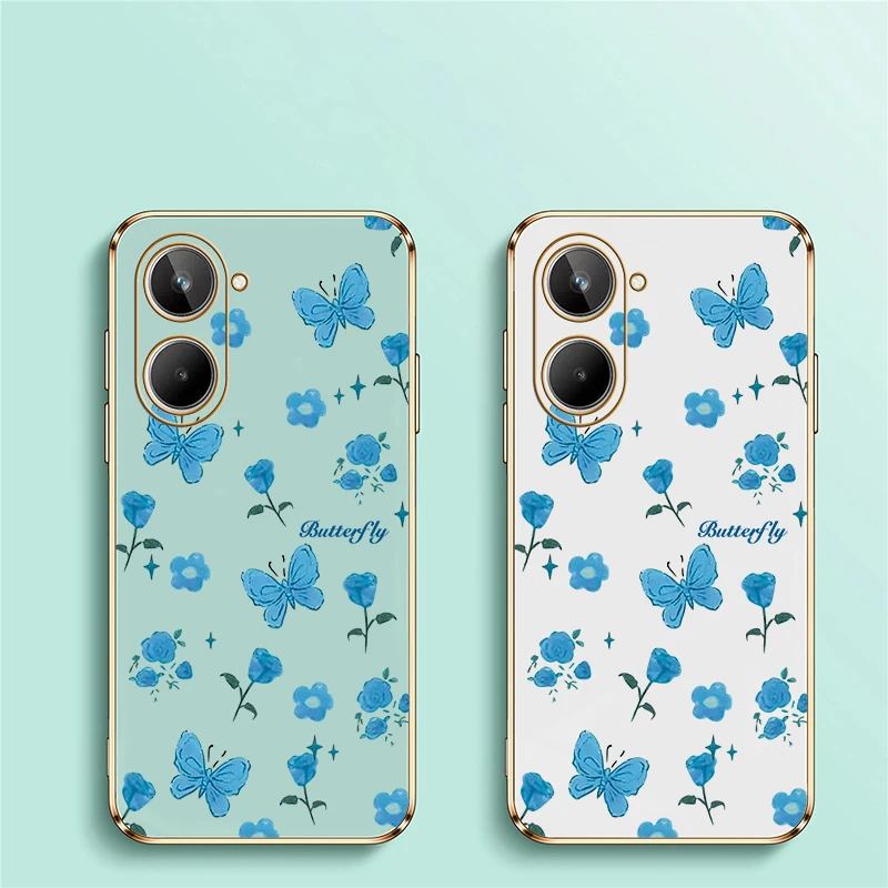 Flower Butterfly Print Phone Case For OPPO Realme 12 Pro Plus 10 9i 4G 12 5G 11 9 Pro Plating Silicone Soft Shockproof Cover - view 6
