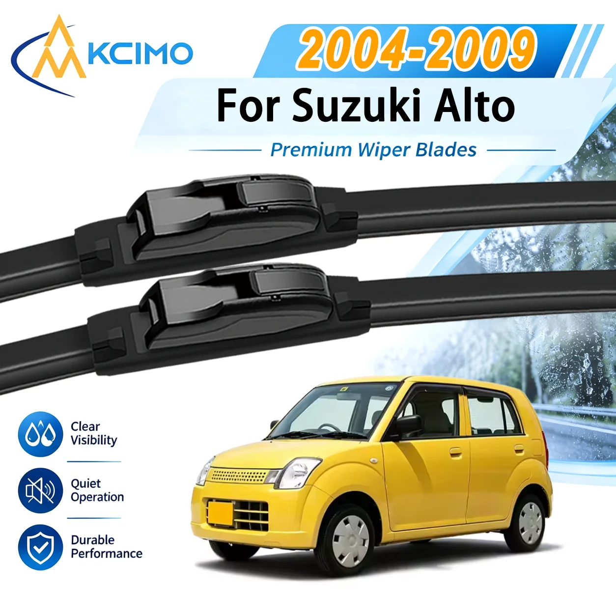 Sturdy HD Wiper Blades for Suzuki Alto HA24 2004-2009 Quiet Performance Front Windshield Smooth Auto Wipers Blade Accessories
