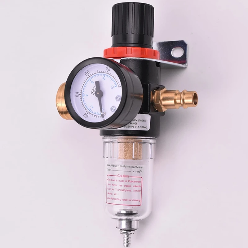 Compressed Air Plug-In Pressure Reducer With Water Separator, Pressure Gauge 1/4 Inch Compressed Air Regulator