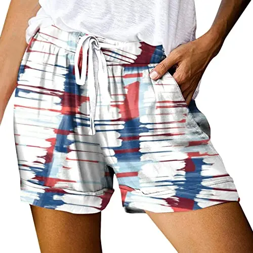 Unabhängigkeit stag 2024 Sommer Frauen neue einfarbige Shorts lässigen Stil Strands horts Strand Hawaii Strand Urlaub Shorts ma5