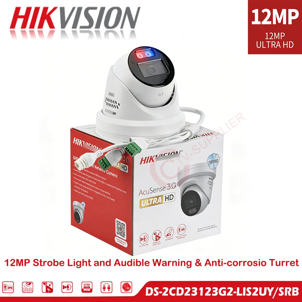 Hikvision 12MP AcuSense 3.0 IP Camera Police Light Alarm