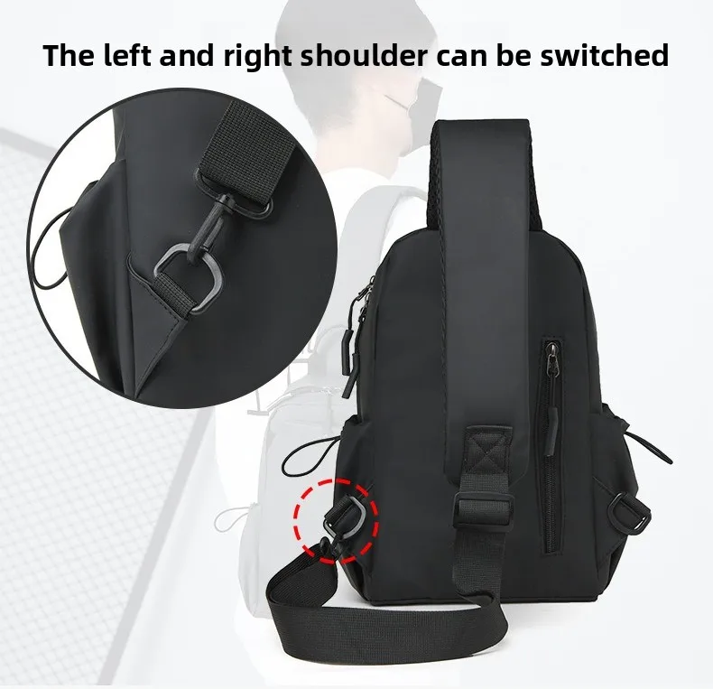 New Men's Chest Bag, Fashionable and Sporty Crossbody Bag, Lightweight and Water-resistant, Large-capacity Single-shoulder Bag