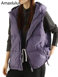 Max LuLu-Chaleco holgado y cálido con plumón de pato para mujer, abrigos informales sin mangas de lujo coreanos, chaquetas de nieve clásicas, invierno 2023