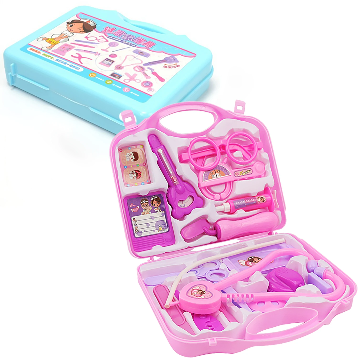 

Children's Family Doctor Set, 15 piece set of medical toys, simulated syringe, stethoscope, simulated medical equipment
