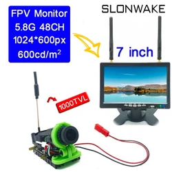 Long range analog transmitter 1000mW VTX with CMOS 1000TVL camera+5.8G 48CH IPS HD 600cd/m2 Screen 7 INCH Monitor for FPV Parts