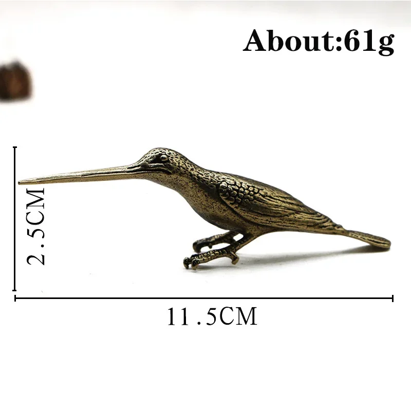 Vintage Woodpecker Copper Statue Ornaments For Tea Table Decoration Brass Long Mouth Bird Animal Figurines Home Desk Decorations