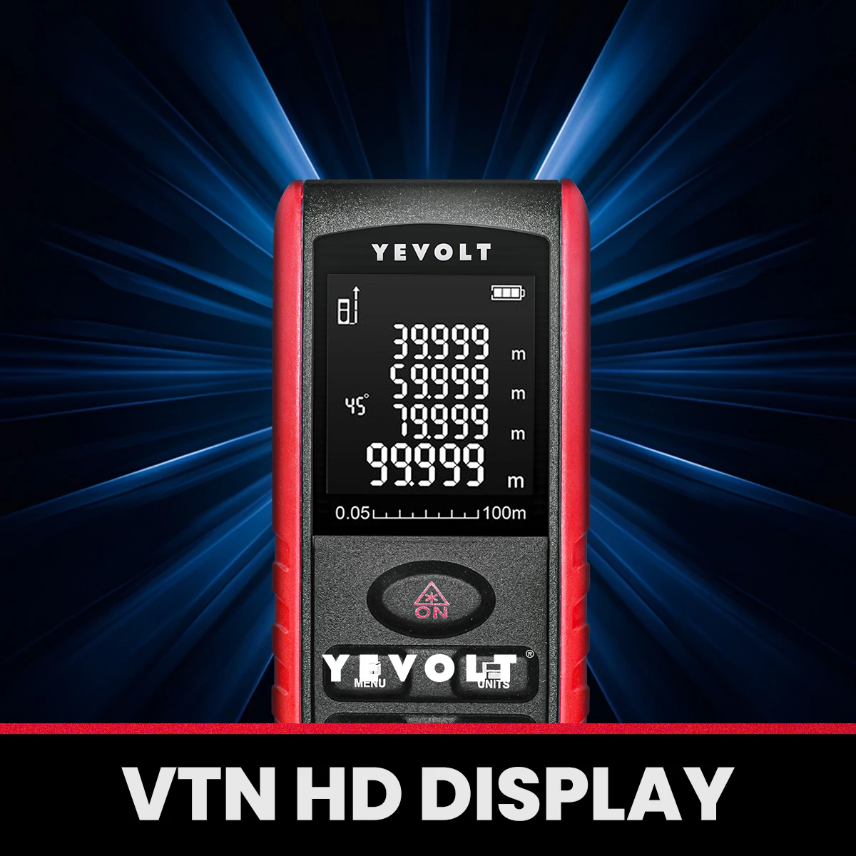 Imagem -04 - Yevolt e Série Medidor de Distância a Laser 40 60 80 100m Telêmetro Digital Fita Métrica Ferramentas com Área Retroiluminada Volume Pitagórico