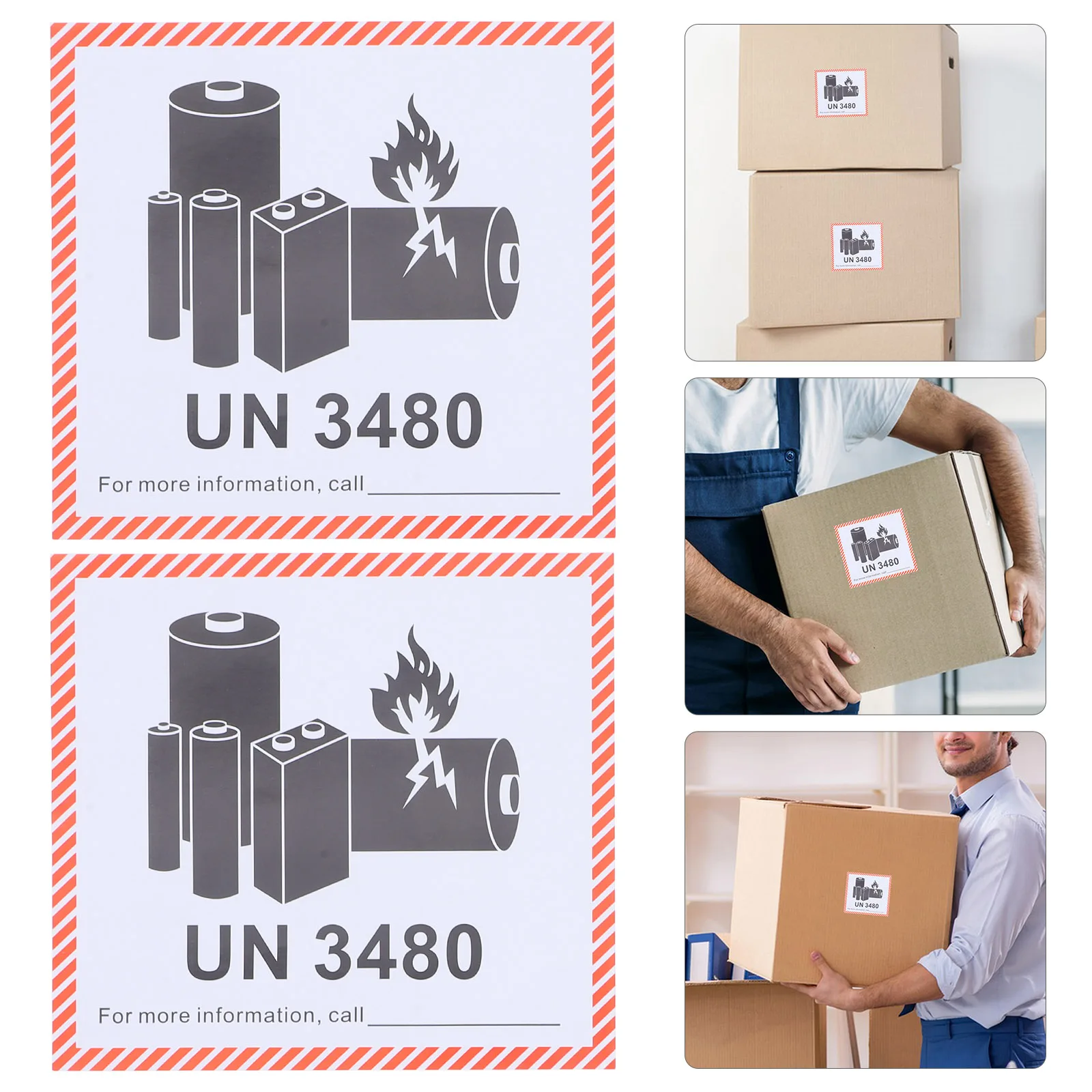 

100 Sheets Fireproof Labels for Lithium Batteries 120x110mm Shipping Caution Warning Stickers UN3481 Safety Tags